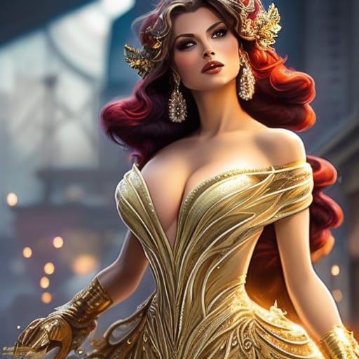 insencly realistic detailed princess with curves figure in r...