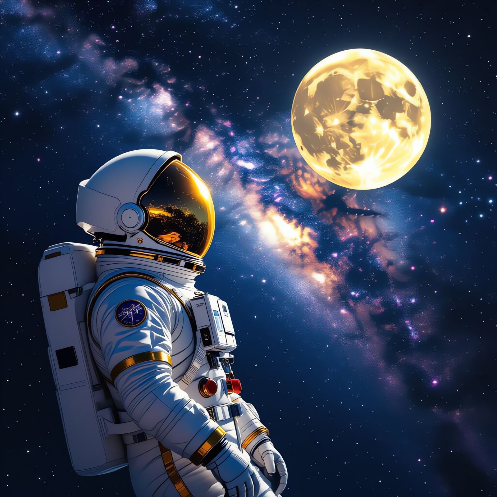 Astronaut Gazing at Milky Way in Space