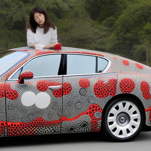 Yayoi Kusama  Painting on a bentley continental car, yayoi k...