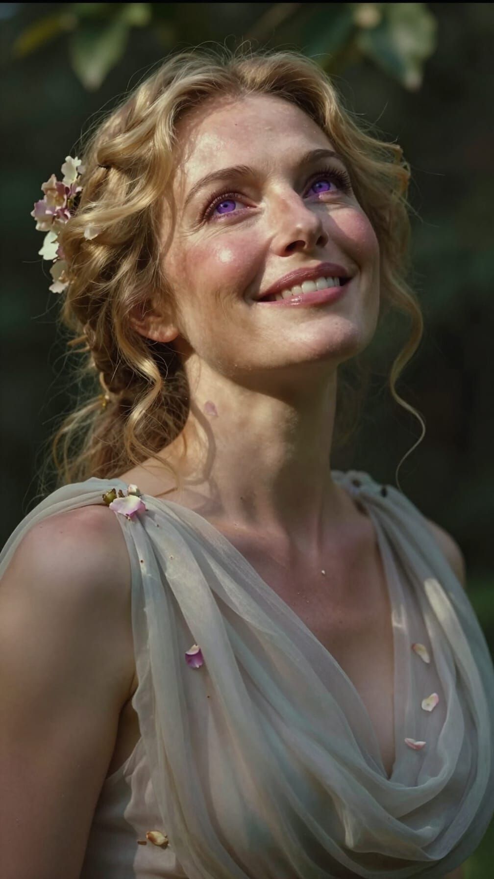 Ethereal Portrait of a Radiant Woman in Soft Sunlight