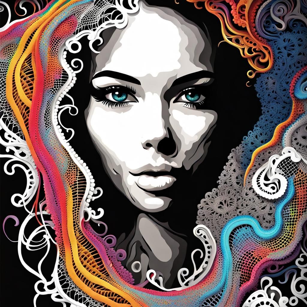 White Crochet Face of Beautiful Girl