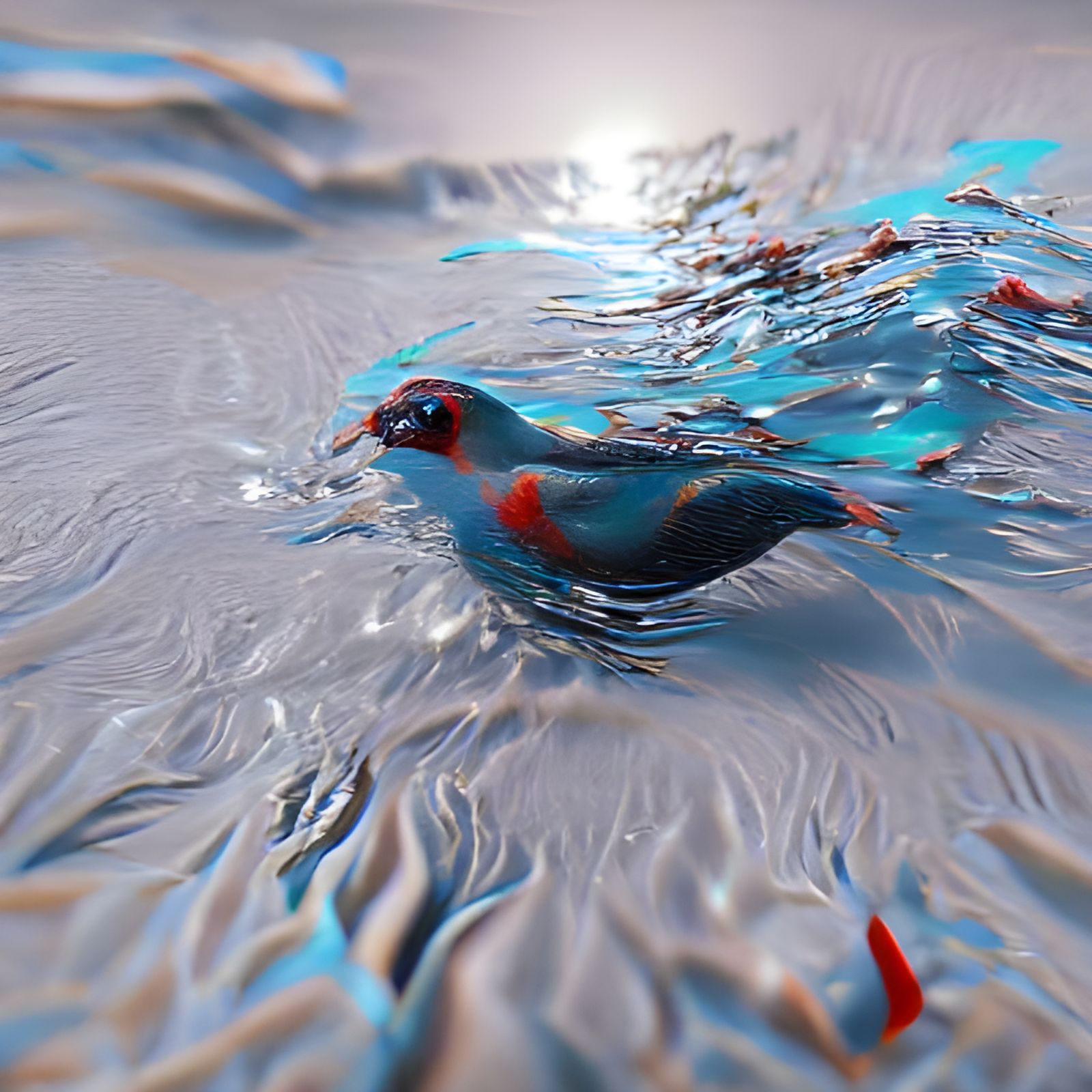 A bird swimming