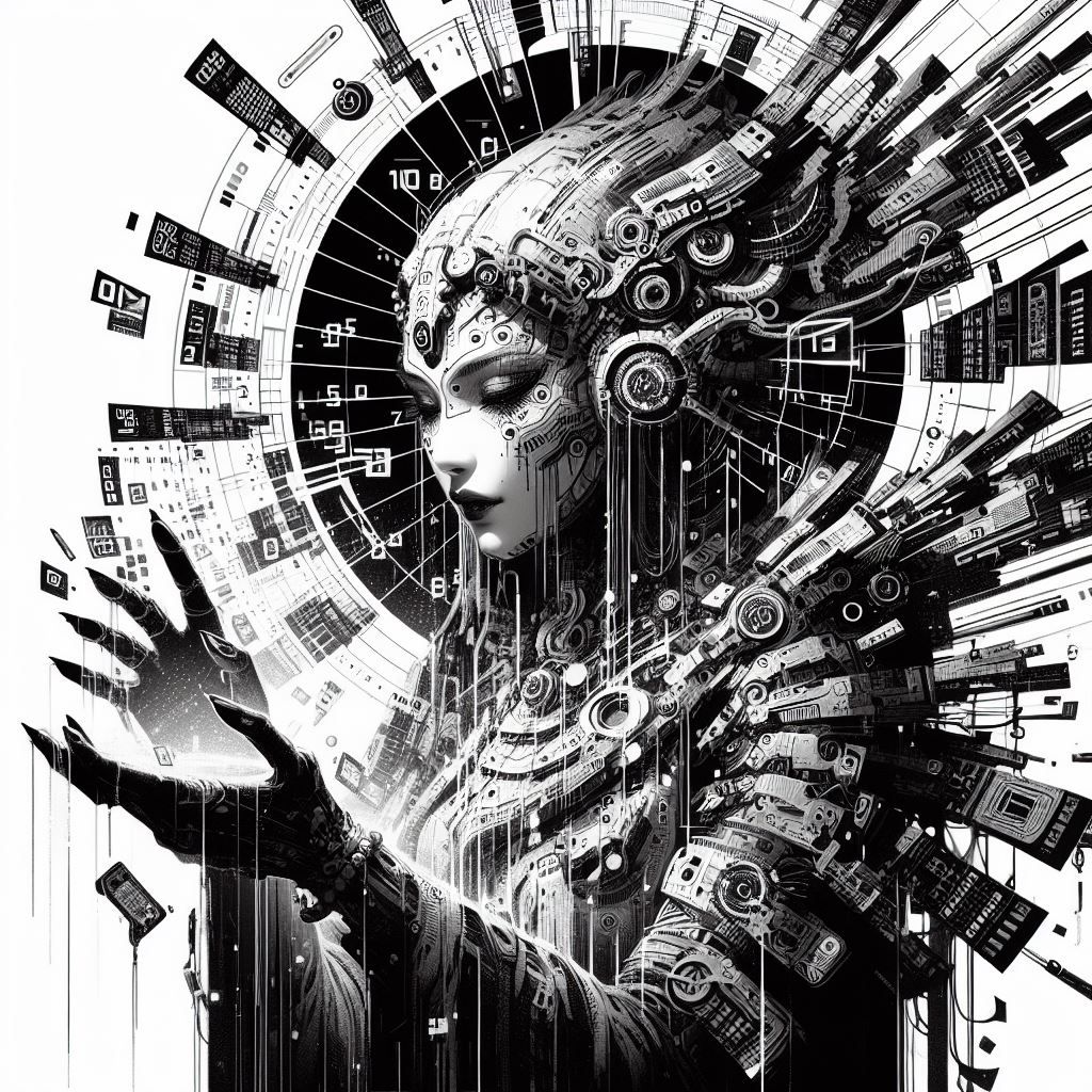 B&W cyborg for Amina  by @CMK