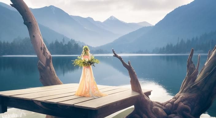 a HDRI photograph, 


In a surreal realm 🌈🌳 of harmonious ...