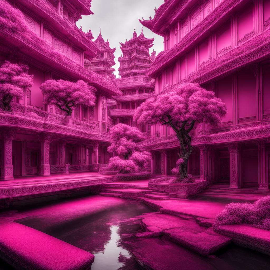 a world where there is only one color, pink