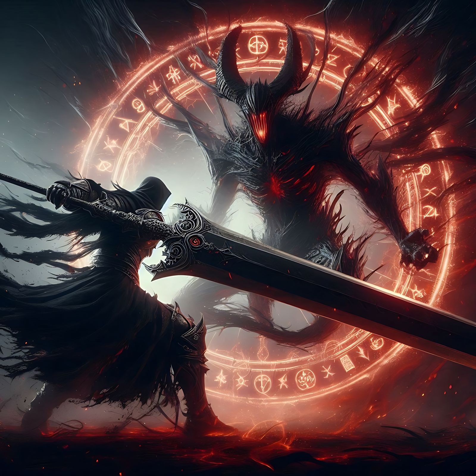 Runic Black Swordsman and Demon (Uploaded)