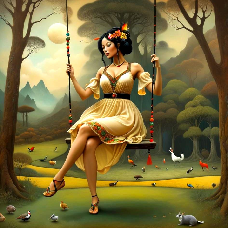 Surreal Lady in a Mystical Landscape