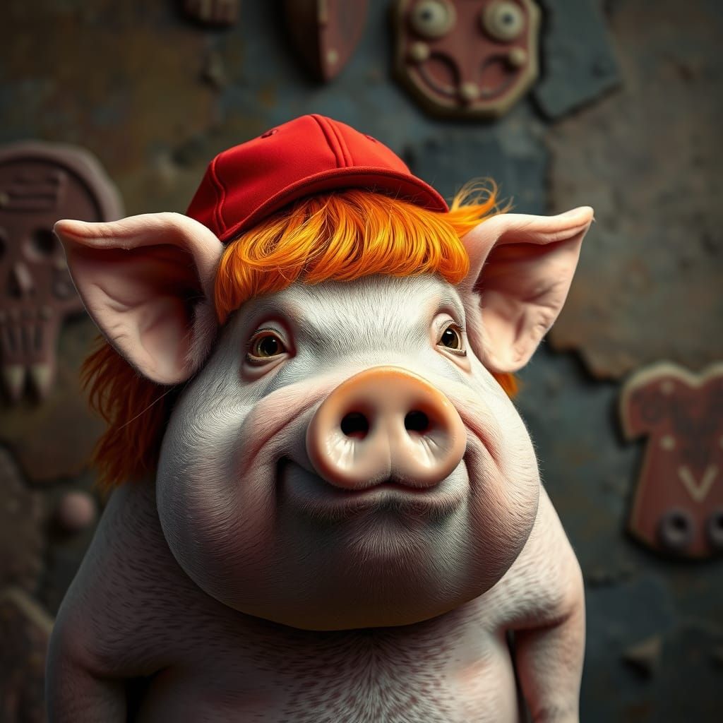 Pig in Vibrant Hyperrealistic Setting