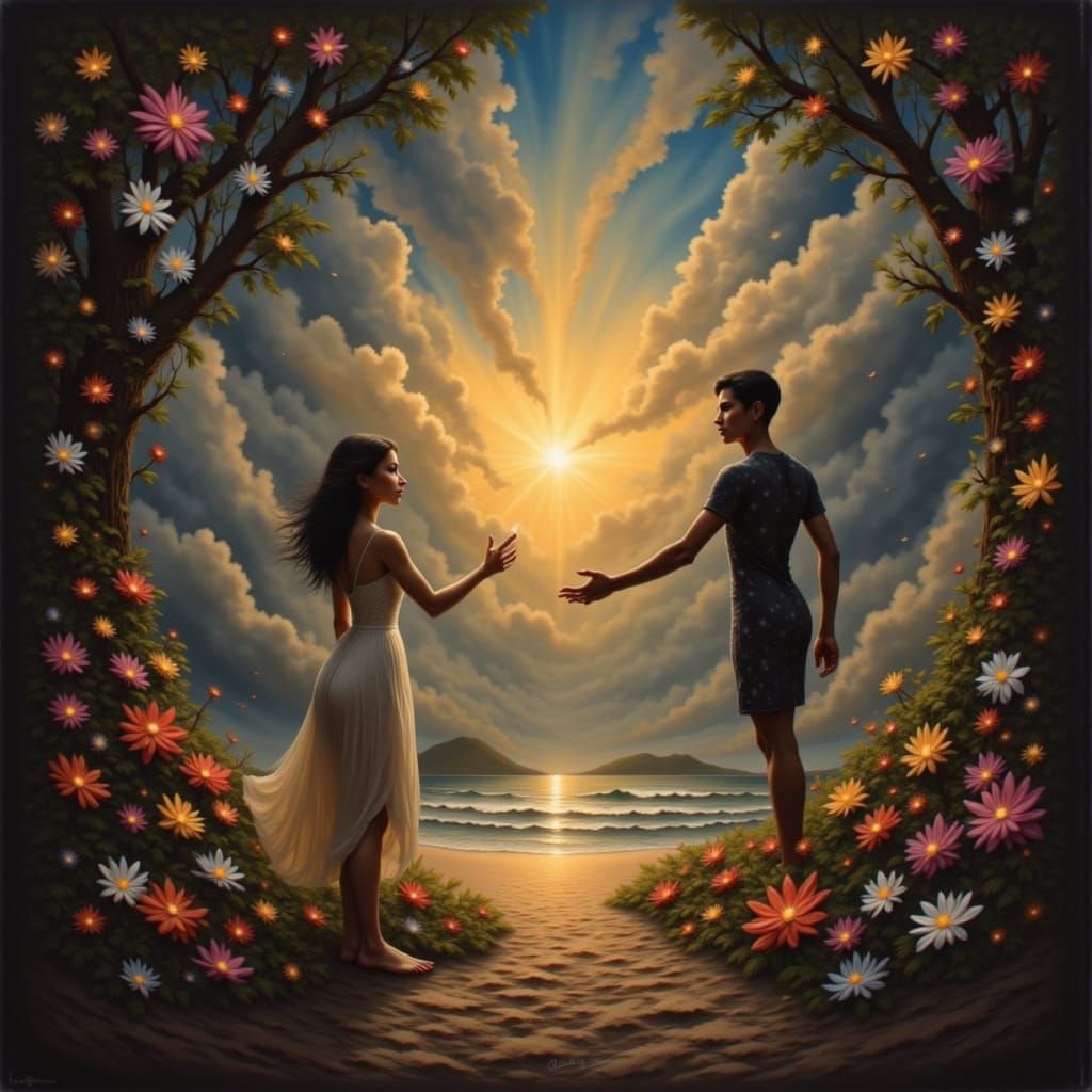 She whispers sweet things
With a glance that ignites
Feels like floating through clouds
As we dance under lights <lora:PsyChic:1.0>