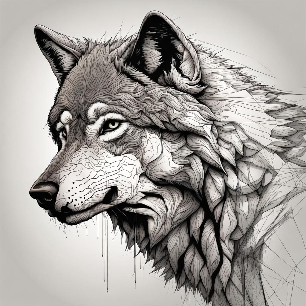 Wolf in line art