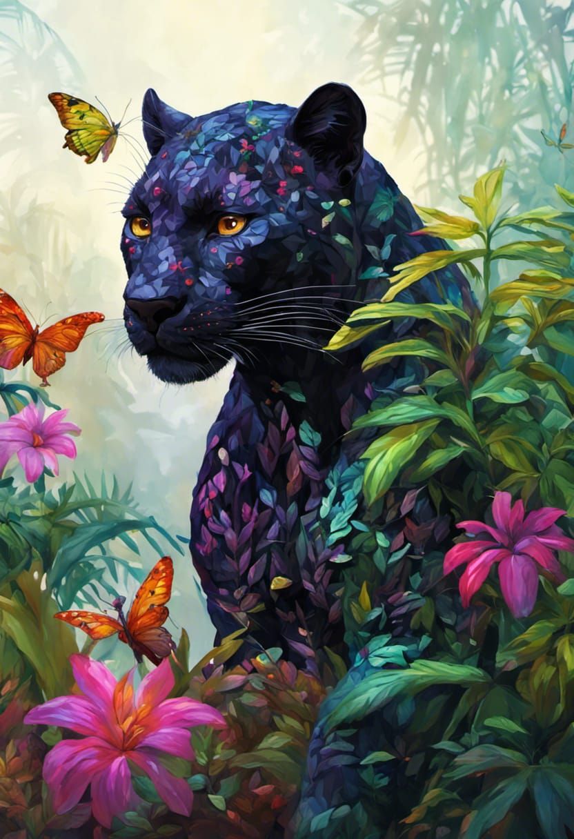 Panther blending in - AI Generated Artwork - NightCafe Creator