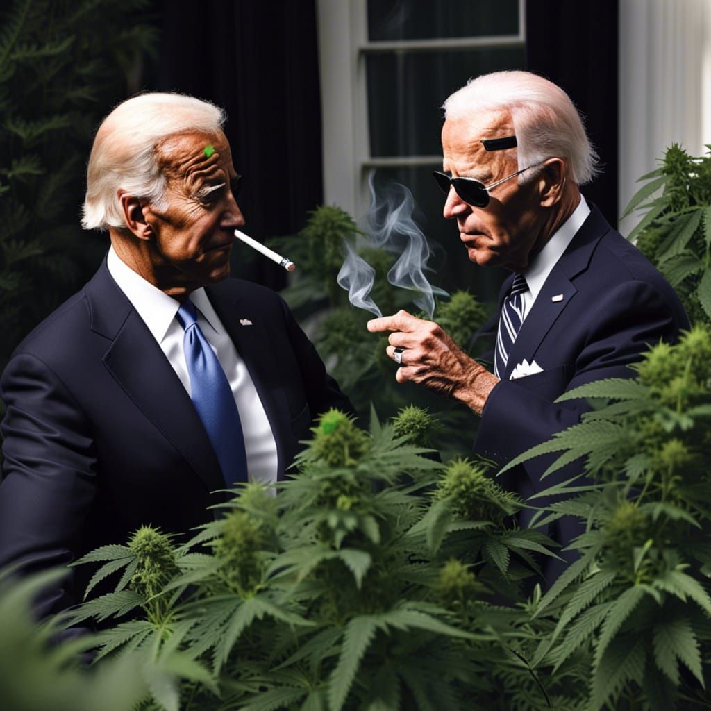 Joe Biden Smoking Weed With Dark Brandon On The White House - AI ...