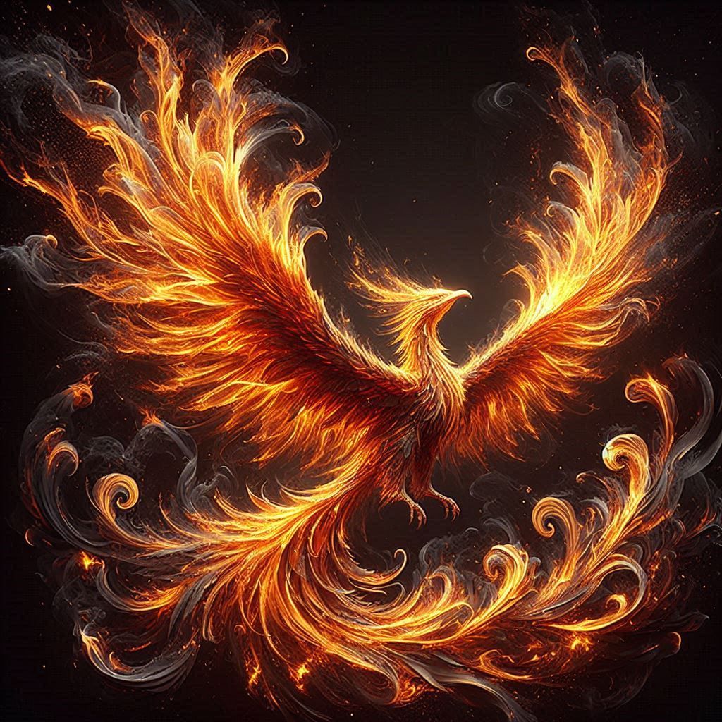 A phoenix composed entirely of flames 6