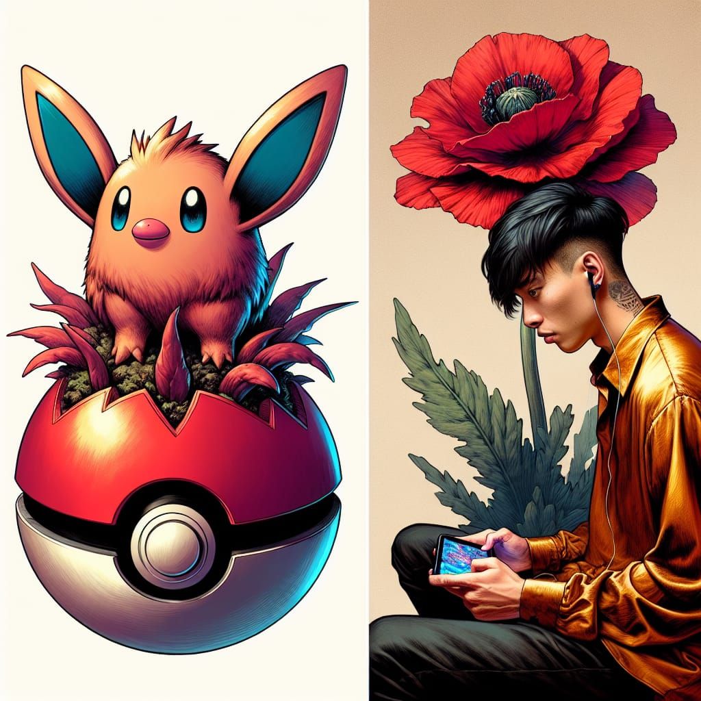 diglett, pokemon, 
pokeball,
A beautiful red poppy flower.  ...