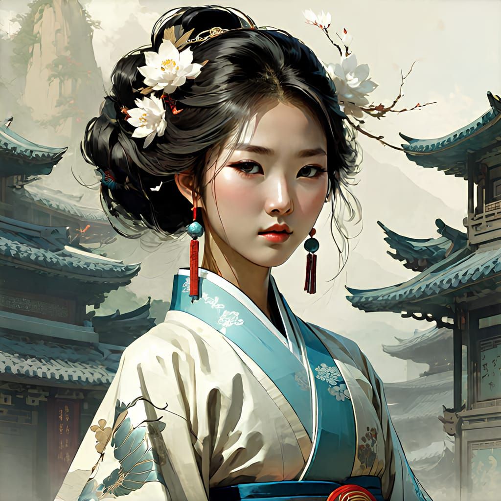 Traditional Hanbok Portrait - AI Generated Artwork - NightCafe Creator