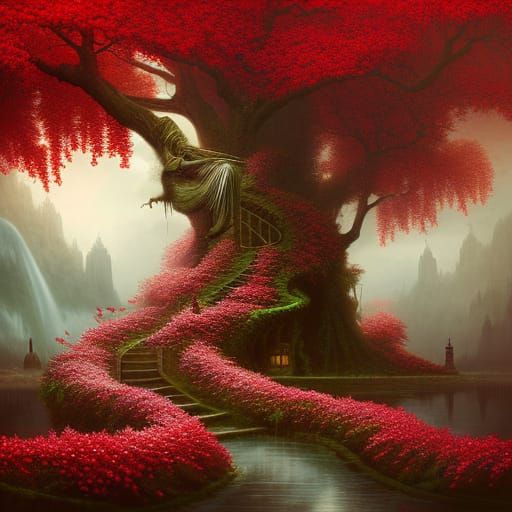 Crimson tree  by @YaninaStein