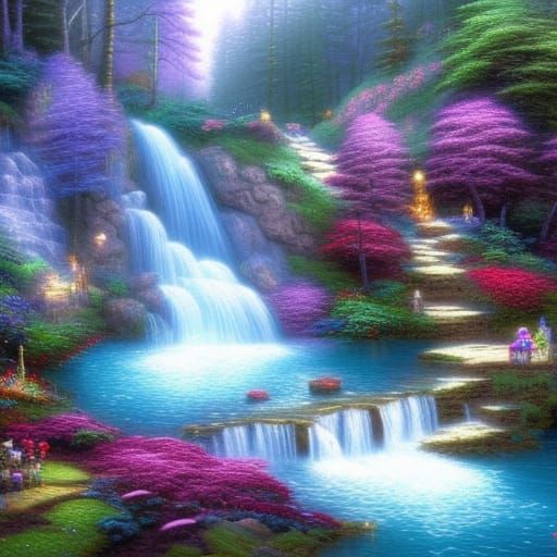 Fantasy waterfall 2 - AI Generated Artwork - NightCafe Creator