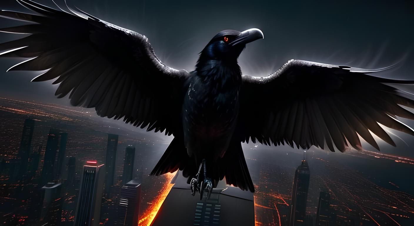 Raven in the nighttime