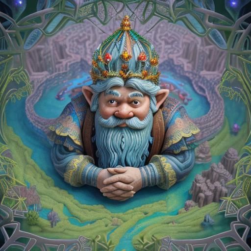 Whimsical Giant Gnome in Forest: Hyperrealistic 3D Render