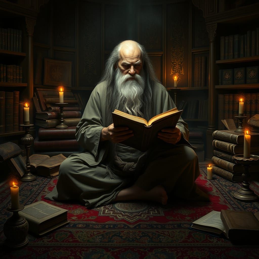 Elderly Sage in a Mystical Study