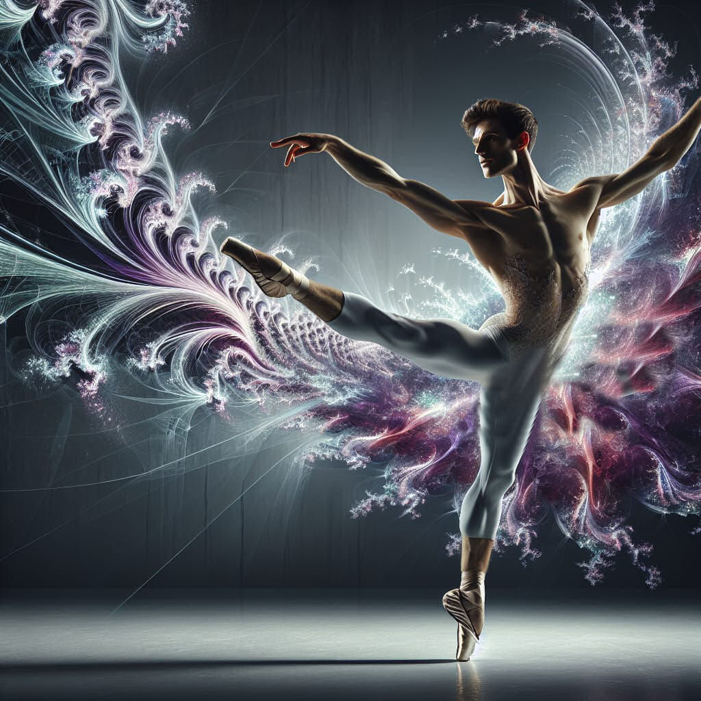 male ballet dancer in fractals