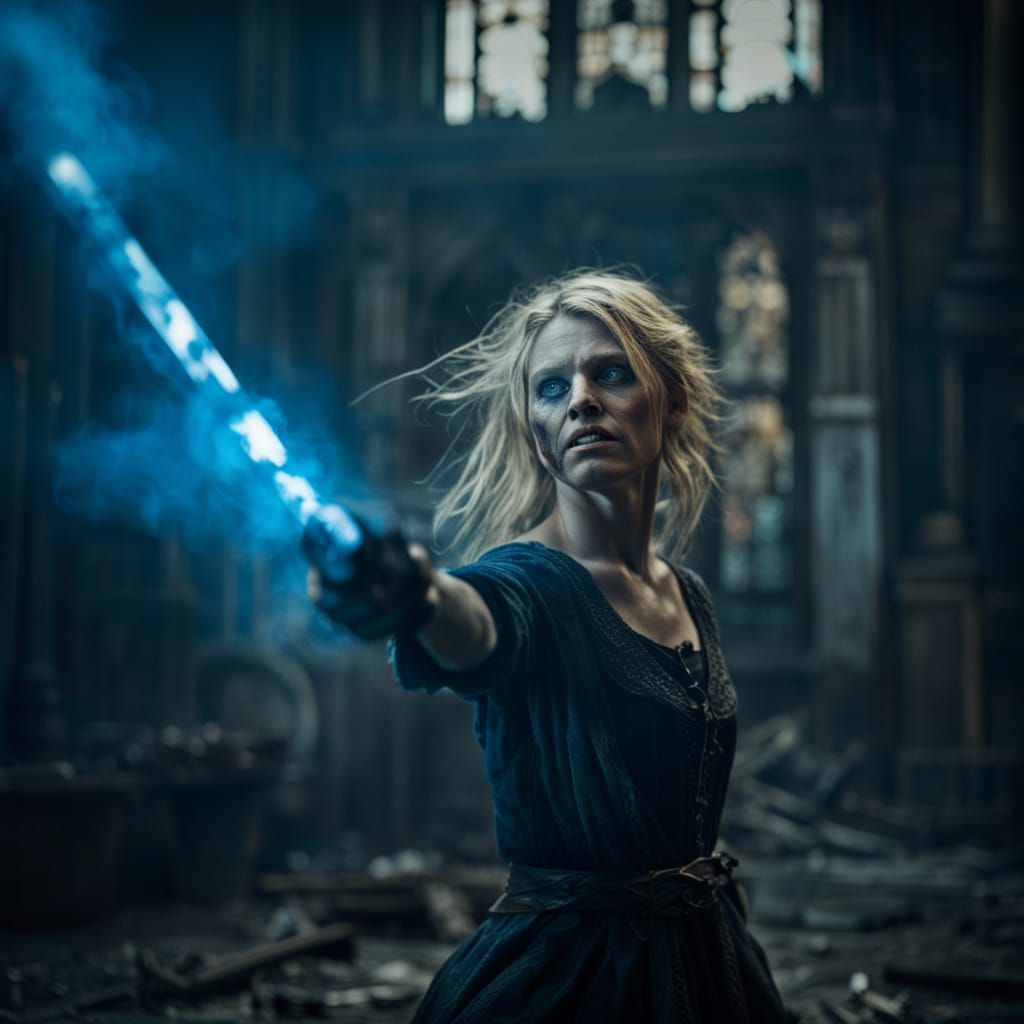 German Woman, Blond Hair, Blue eyes, Apokalypse, Weapon, dan...