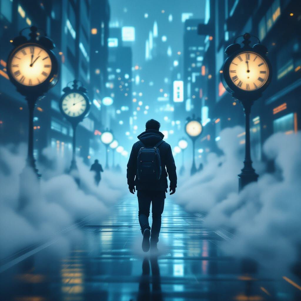 Person Moving Backwards in Time - Digital Art