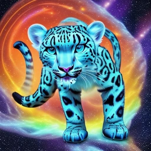 <lora:Neon Glow:1.0> Perfectly Drawn Snow Leopard :: perfectly detailed :: glowing galaxy sky