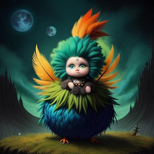 Cute and fluffy tiny baby bird by Andy Kehoe and Tim Burton. Big sad ...