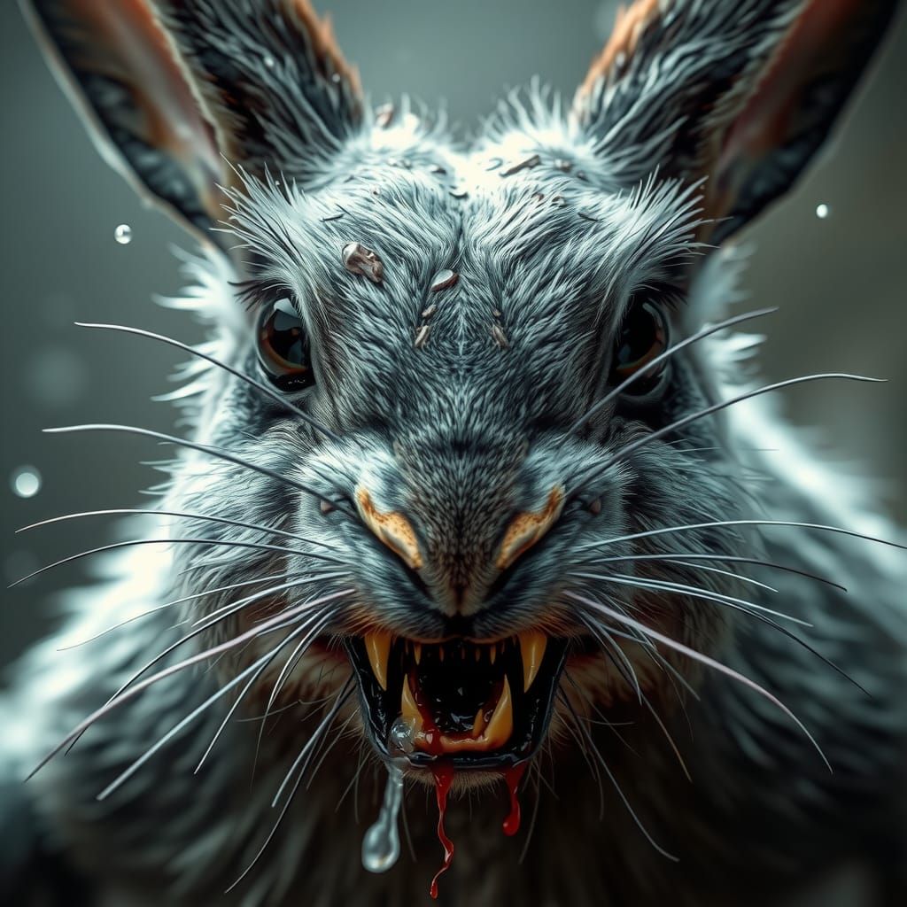 Vicious rabbit poised to attack