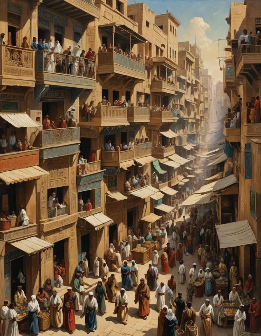 A lively scene from early 20th century Egypt