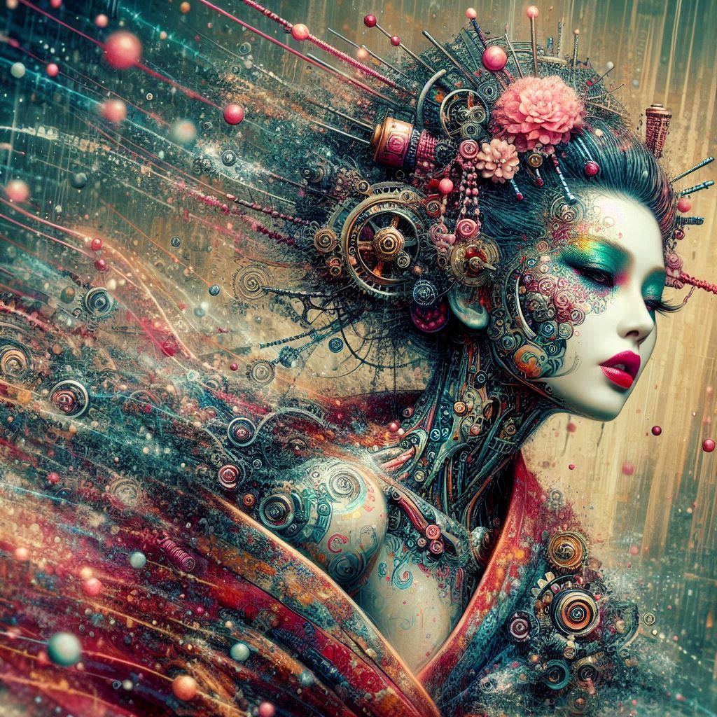 double exposure beautiful fantasy DALL-E 3 portrait landscap...