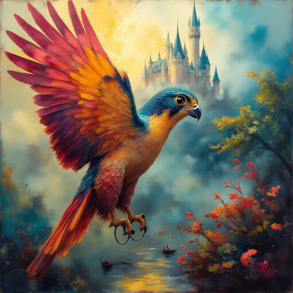 Peregrine Falcon with a castle Series #3-2