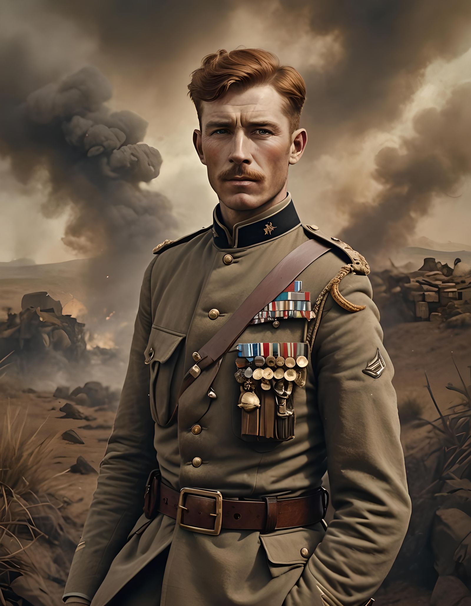 A Young British Army officer with auburn hair in the Boer Wa...