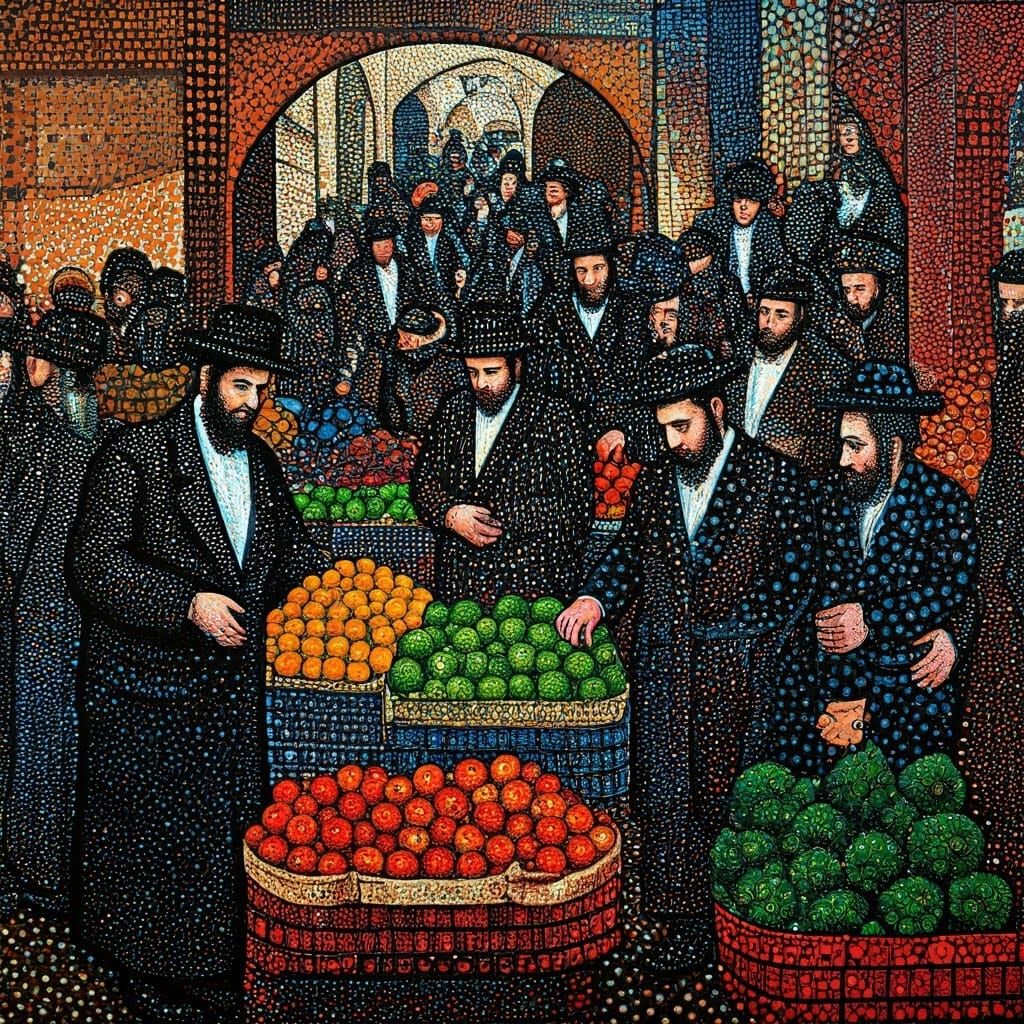 Polka Dot Jerusalem Marketplace in Chagall Style