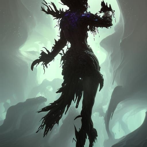 black goo fantasy elemental human, slime elemental humanoid,...