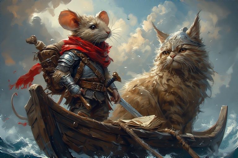 Scruffy Cat and Brave Mouse