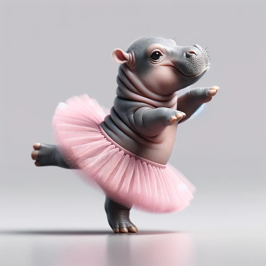 baby hippo tutu dalle3