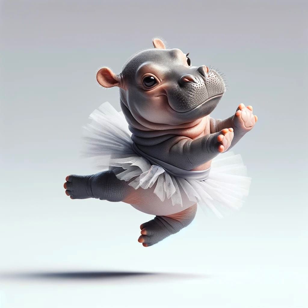 baby hippo tutu dalle3