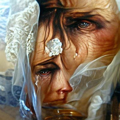 Forgotten Bride with tears a portrait of betrayal
