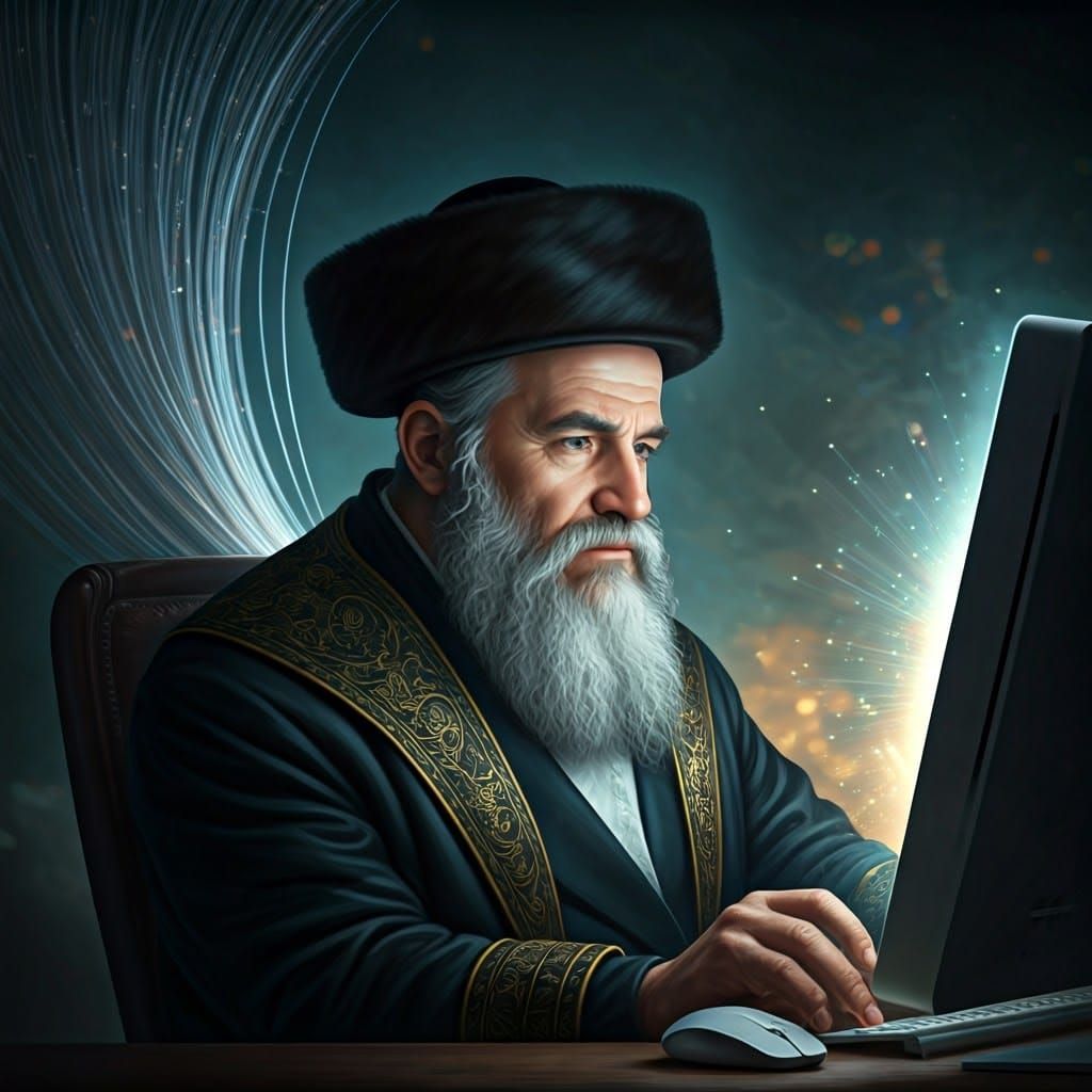 Enigmatic Rabbi Lost in Digital Vortex