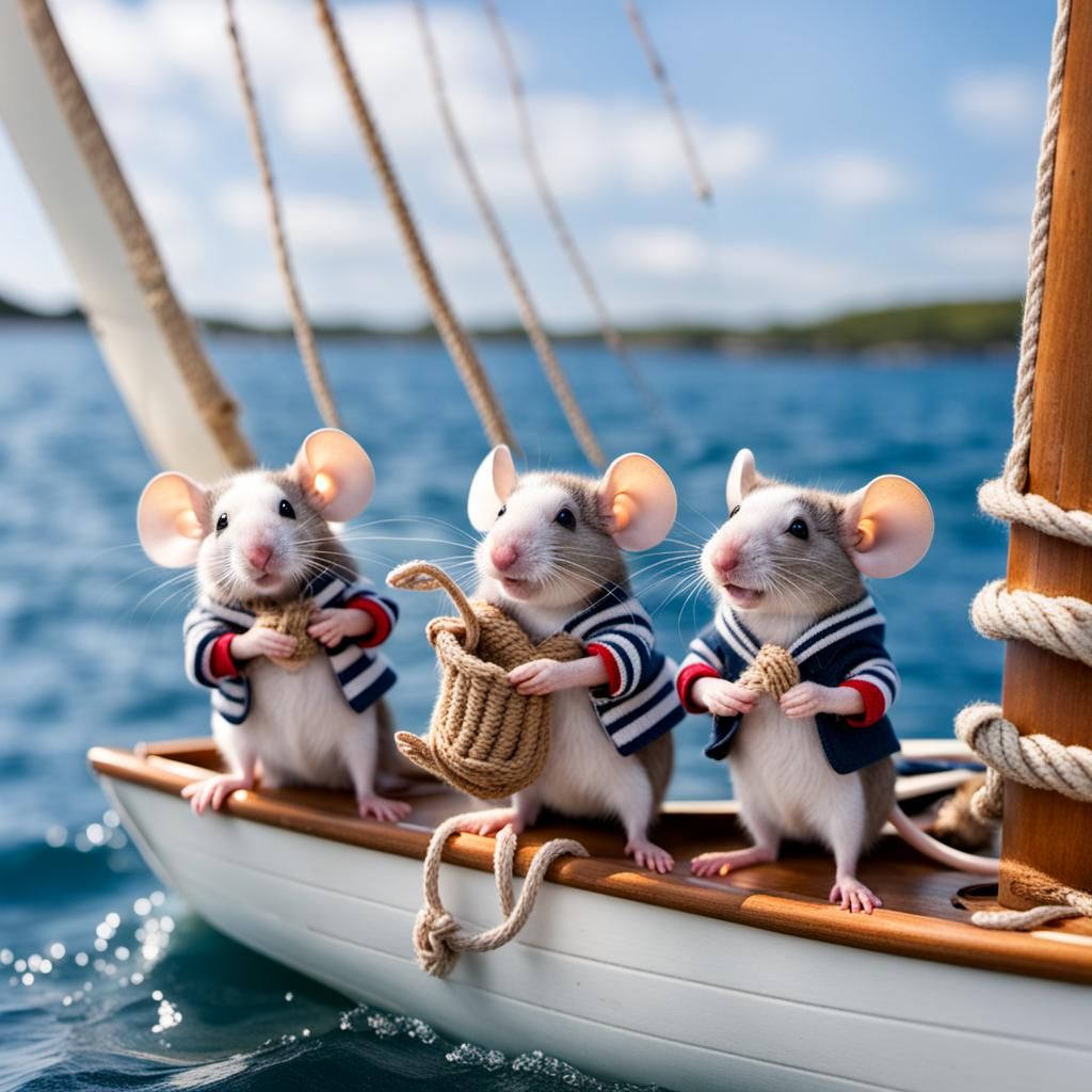 Three mice on a sailing adventure  by @Eto Demerzel
