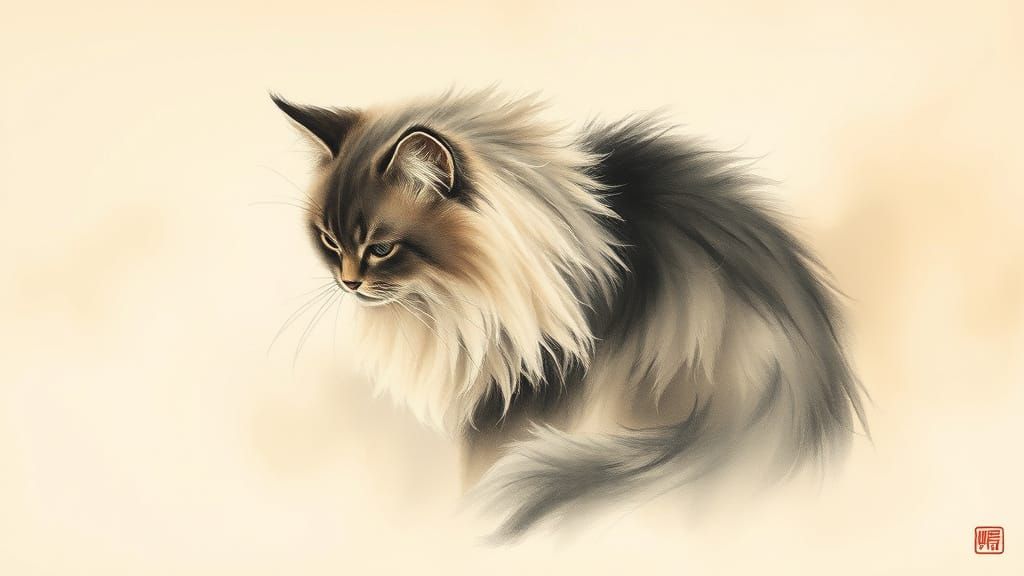 A minimalist impressionist masterpiece of traditional Chinese gradient ink painting on wet paper, bird's eye view. Quick...