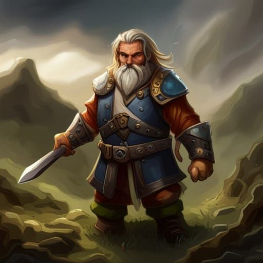 D&D Dwarf, rogue, standing in a field
