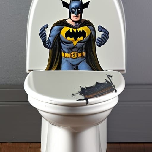 batman on a toilet surrealism faience
