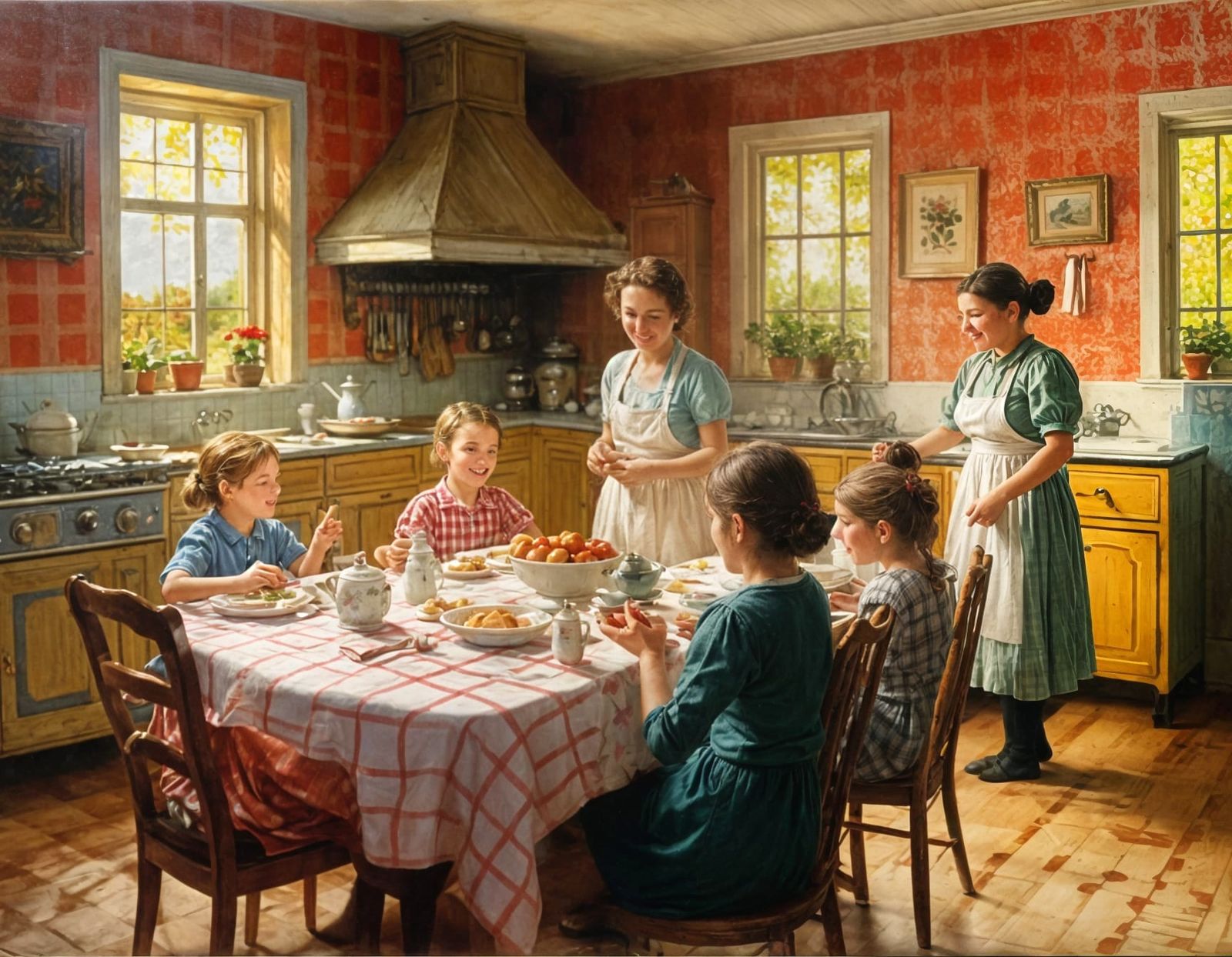 Happy kids in kitchen  by @Lucas Raffa