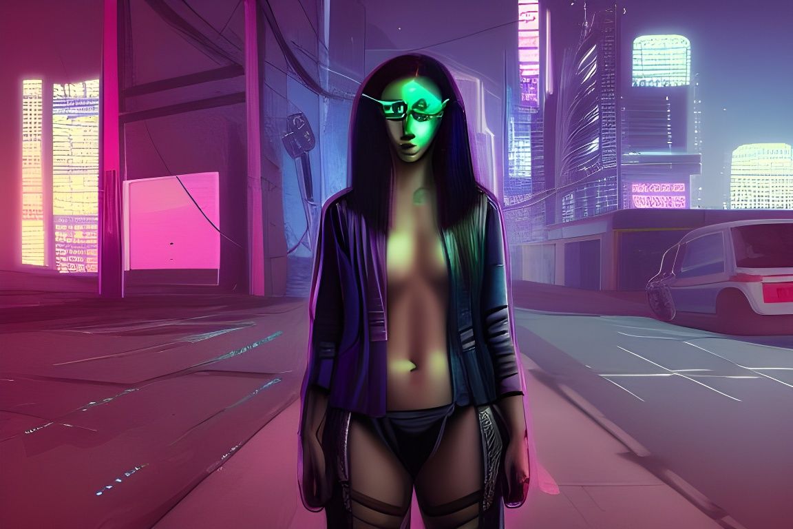 Cyberpunk Girl In the cyberpunk Ghetto