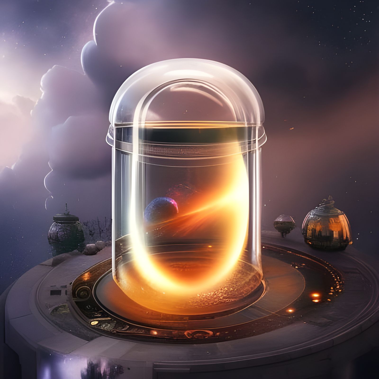A universe trapped in a jar  by @Mechakamiguru