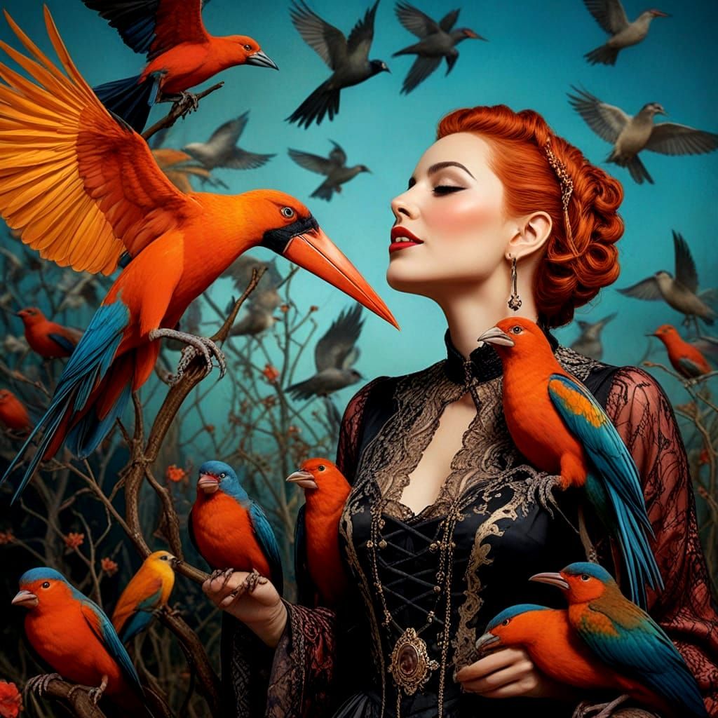 Ethereal Gothic Beauty in Vibrant Triadic Colors