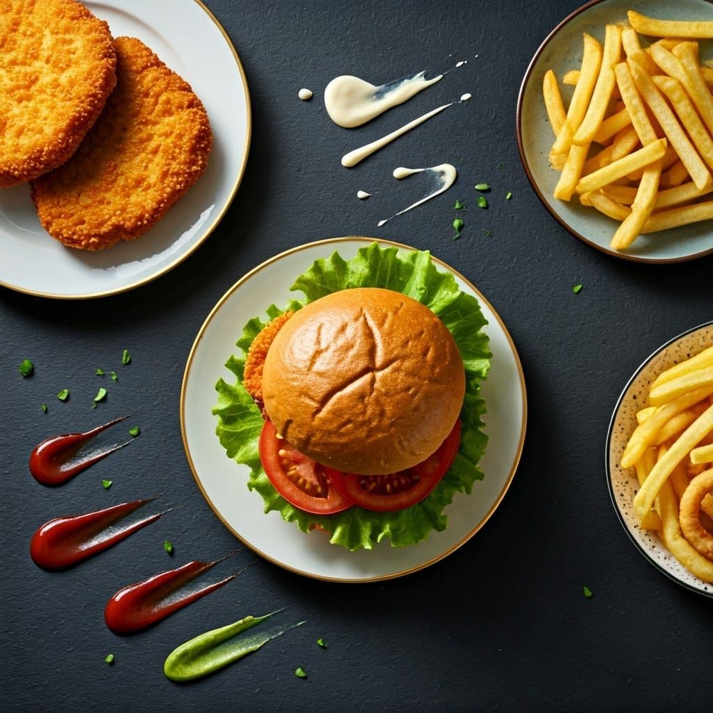 Gourmet Food Still Life in Chiaroscuro Style